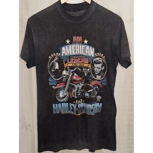 VTG 80s Harley Davidson An American Legend James Dean Tshirt Small? Black Faded